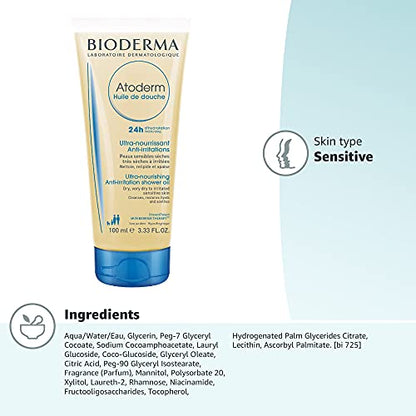 Bioderma Atoderm Shower Oil Cleansing Oil For Face & Body, Nourishing Cleansing Oil For Dry to Atopic Sensitive Skin For Softer & Smooth Skin For Your Whole Family