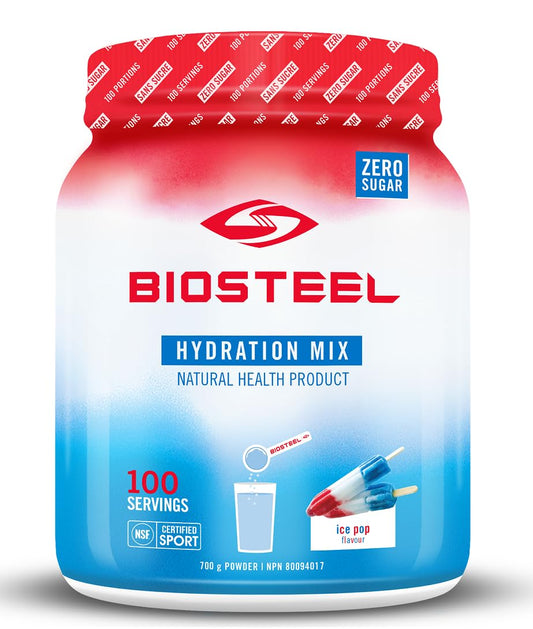 BioSteel Hydration Mix, Great Tasting Hydration with Zero Sugar, and No Artificial Flavours or Preservatives, Ice Pop Flavour, 100 Servings per Tub