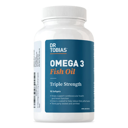 Dr. Tobias Omega 3 Fish Oil, 800 mg EPA 600 mg DHA Omega 3 Supplement for Heart, Brain & Immune Support, Absorbable Triple Strength Fish Oil Supplements - 2000 mg Per Serving, 180 Softgels, 90 Servings