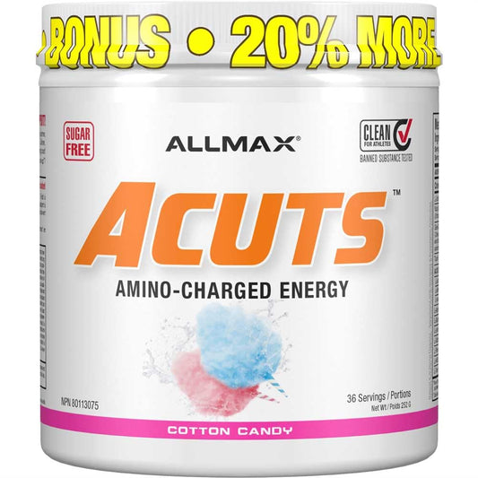 ALLMAX Nutrition ACUTS - Amino Acid Powder Supplement with Taurine, L-Carnitine, Green Coffee Bean Extract - Cotton Candy - 252 g