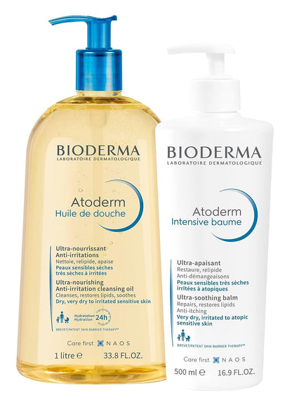 Bioderma Atoderm Shower Oil Cleansing Oil For Face & Body, Nourishing Cleansing Oil For Dry to Atopic Sensitive Skin For Softer & Smooth Skin For Your Whole Family