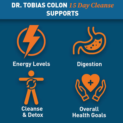 Dr. Tobias Colon 15 Day Cleanse, Gentle Detox Cleanse for Women and Men, Gut Health Supplements, Colon Cleanse Pills, Support Regular Bowel Movements, 30 Capsules (15 day supply)