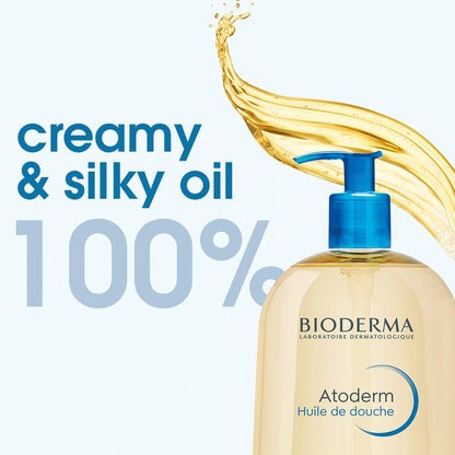 Bioderma Atoderm Shower Oil Cleansing Oil For Face & Body, Nourishing Cleansing Oil For Dry to Atopic Sensitive Skin For Softer & Smooth Skin For Your Whole Family