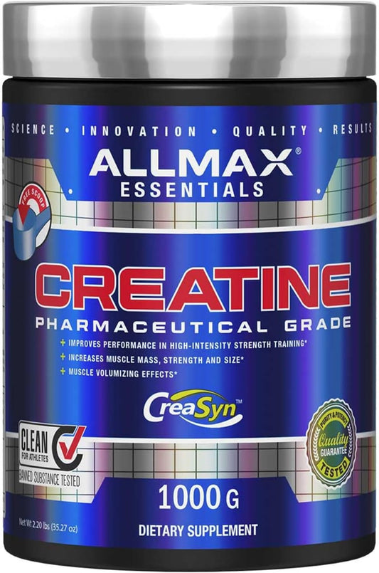 Allmax Creatine Monohydrate - Aid Muscle Growth & Strength Gains, No Artificial Ingredients - 1000g - 5g per Serving - 200 Servings