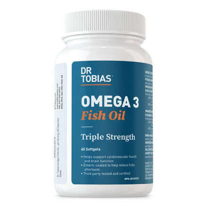 Dr. Tobias Omega 3 Fish Oil, 800 mg EPA 600 mg DHA Omega 3 Supplement for Heart, Brain & Immune Support, Absorbable Triple Strength Fish Oil Supplements - 2000 mg Per Serving, 180 Softgels, 90 Servings