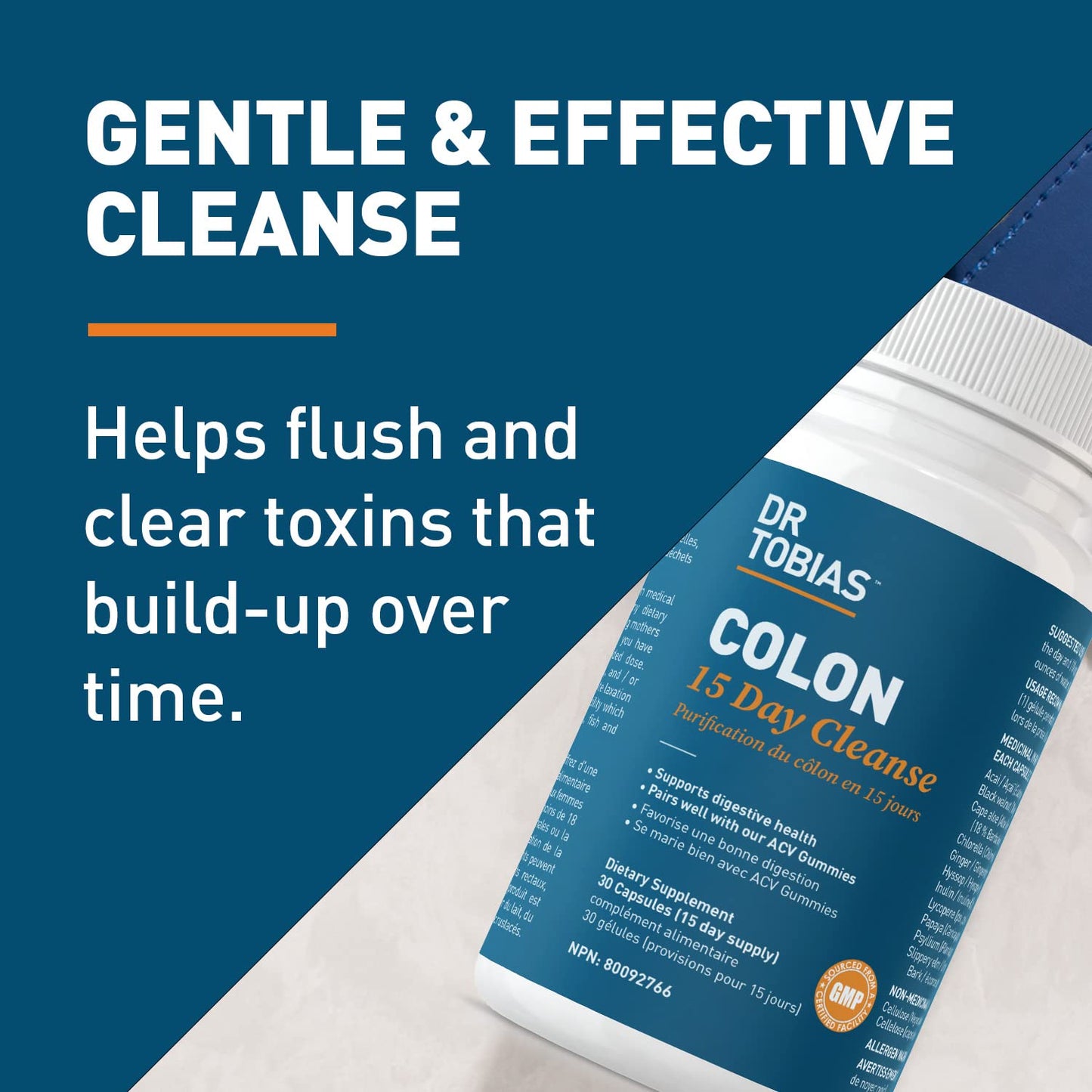 Dr. Tobias Colon 15 Day Cleanse, Gentle Detox Cleanse for Women and Men, Gut Health Supplements, Colon Cleanse Pills, Support Regular Bowel Movements, 30 Capsules (15 day supply)