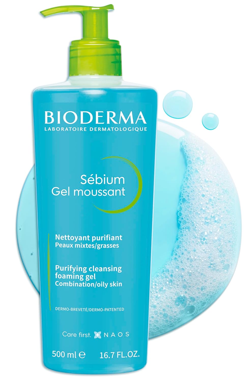 Bioderma - Sébium - Foaming Gel Pump - Cleansing and Make-Up Removing - Skin Purifying - for Combination to Oily Skin 16.7 Fl Oz (Pack of 1)