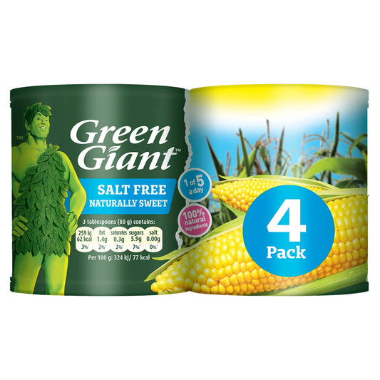 Green Giant Naturally Sweet Sweetcorn No Added Salt (4x198g)