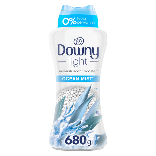 Downy Light Laundry Scent Booster Beads for Washer, Ocean Mist, 680 Grams, with No Heavy Perfumes