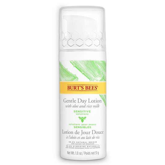 Burt's Bees Sensitive Hydrating Gentle Daily Face Cream Moisturizer Face Lotion for Sensitive Skin with Aloe and Rice Milk, 98.9% Natural Origin, Developed with Dermatologists, 51g