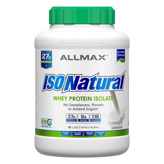 Allmax Nutrition Whey Protein Isolate Isonatural, Unflavored, 5 Pound.