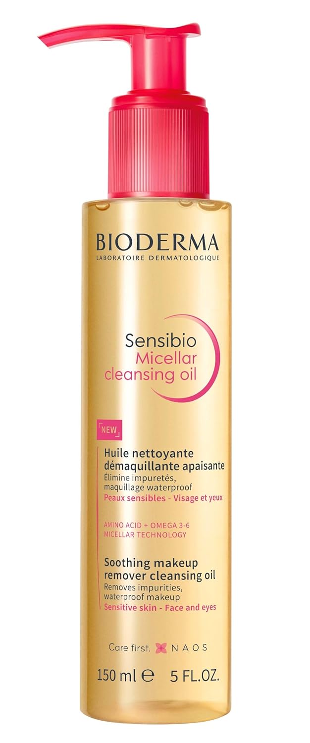 Bioderma Sensibio Micellar Cleansing Oil, 1st Ecobiological Micellar Oil Formula Cleanser That Deeply Cleanses, Soothes & Nourishes Skin with Oil-to-Milk Texture, Fragrance-Free, & GentleTo Skin