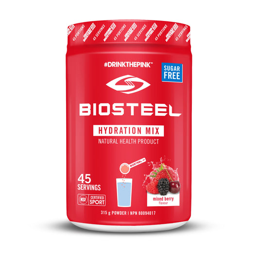 BioSteel Hydration Mix, Great Tasting Hydration with Zero Sugar, and No Artificial Flavours or Preservatives, Mixed Berry Flavour, 45 Servings per Tub