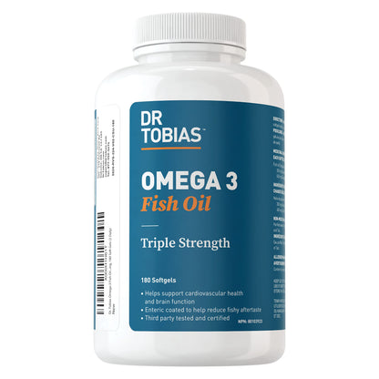 Dr. Tobias Omega 3 Fish Oil, 800 mg EPA 600 mg DHA Omega 3 Supplement for Heart, Brain & Immune Support, Absorbable Triple Strength Fish Oil Supplements - 2000 mg Per Serving, 180 Softgels, 90 Servings