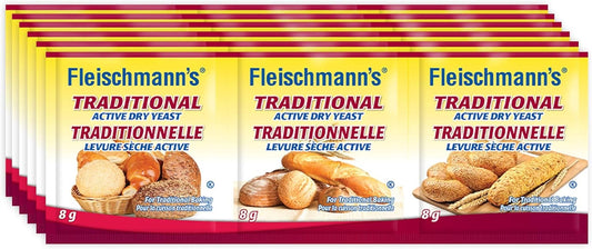 Fleischmann’s Traditional Dry Yeast 6 x 24 grams (8g per sachet), Yeast for Baking Mixes, Loaf Breads, and Other Pastries, Traditional Yeast for Baking Bread,