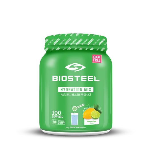 BioSteel Hydration Mix, Great Tasting Hydration with Zero Sugar, and No Artificial Flavours or Preservatives, Lemon Lime Flavour, 100 Servings per Tub