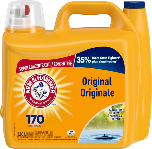 Arm & Hammer Liquid Laundry Detergent, Super Concentrated, Clean Fresh Scent, 170 Loads