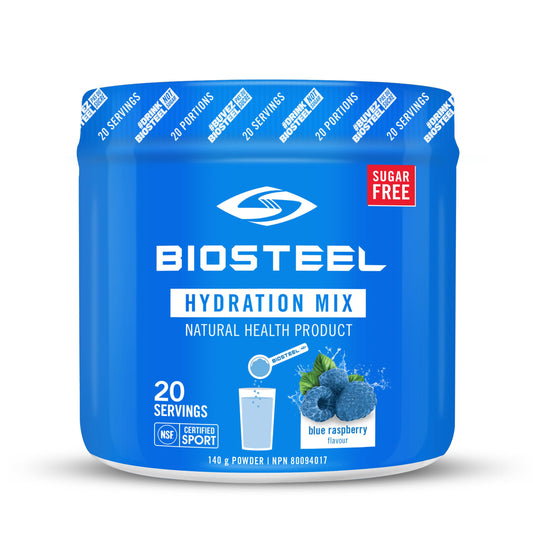 BioSteel Hydration Mix, Great Tasting Hydration with Zero Sugar, and No Artificial Flavours or Preservatives, Blue Raspberry Flavour, 20 Servings per Tub