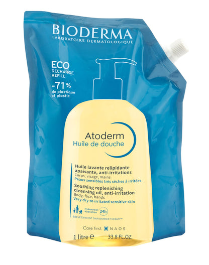 Bioderma Atoderm Shower Oil Cleansing Oil For Face & Body, Nourishing Cleansing Oil For Dry to Atopic Sensitive Skin For Softer & Smooth Skin For Your Whole Family