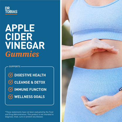 Dr. Tobias Apple Cider Vinegar Gummies 500 mg with The Mother of Apple Cider Vinegar Supplements Vegan, Gluten-Free & Non-GMO -60 Gummies