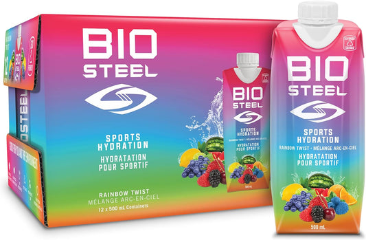 BioSteel Sports Drink, Great Tasting Hydration with 5 Essential Electrolytes, Rainbow Twist Flavour, 16.7 Fluid Ounces, 12-Pack